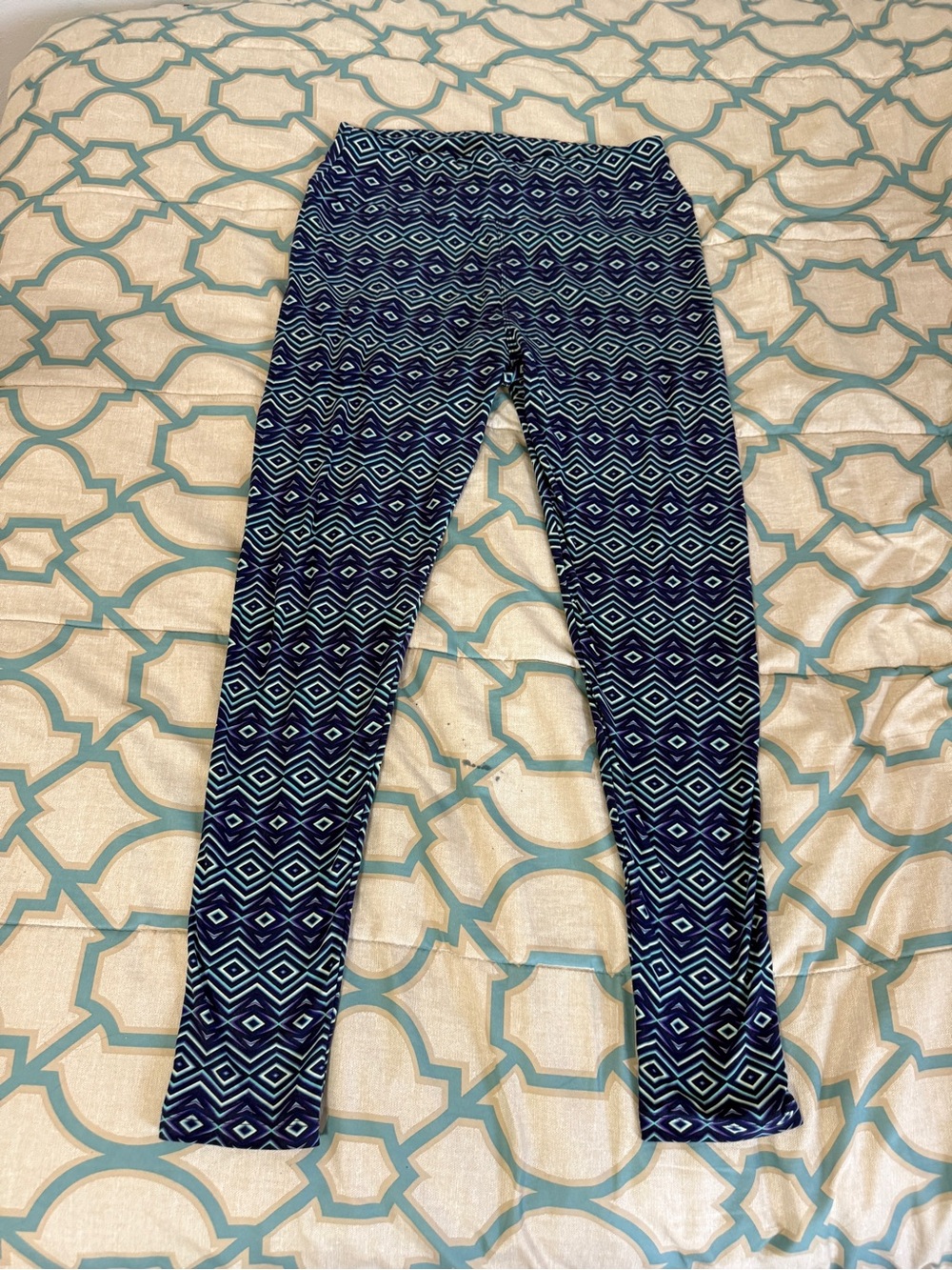 🔷 Bold & Modern! LuLaRoe Blue & Purple Geometric Diamond Leggings